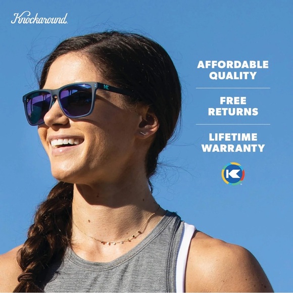 NWT Knockaround Fast Lanes Sport Rubberized Unisex Sunglasses in Navy/Mint - Picture 5 of 12